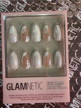 GLAMnetic Short Almond Press-On Nails in Nude & Cream